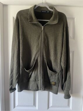 Nautica Men's Olive Zip-Up Knit Sweater medium